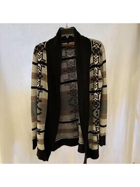 Belldini Womans Sz L Open-Front Soft Knit Southwestern Boho Aztec Cardigan